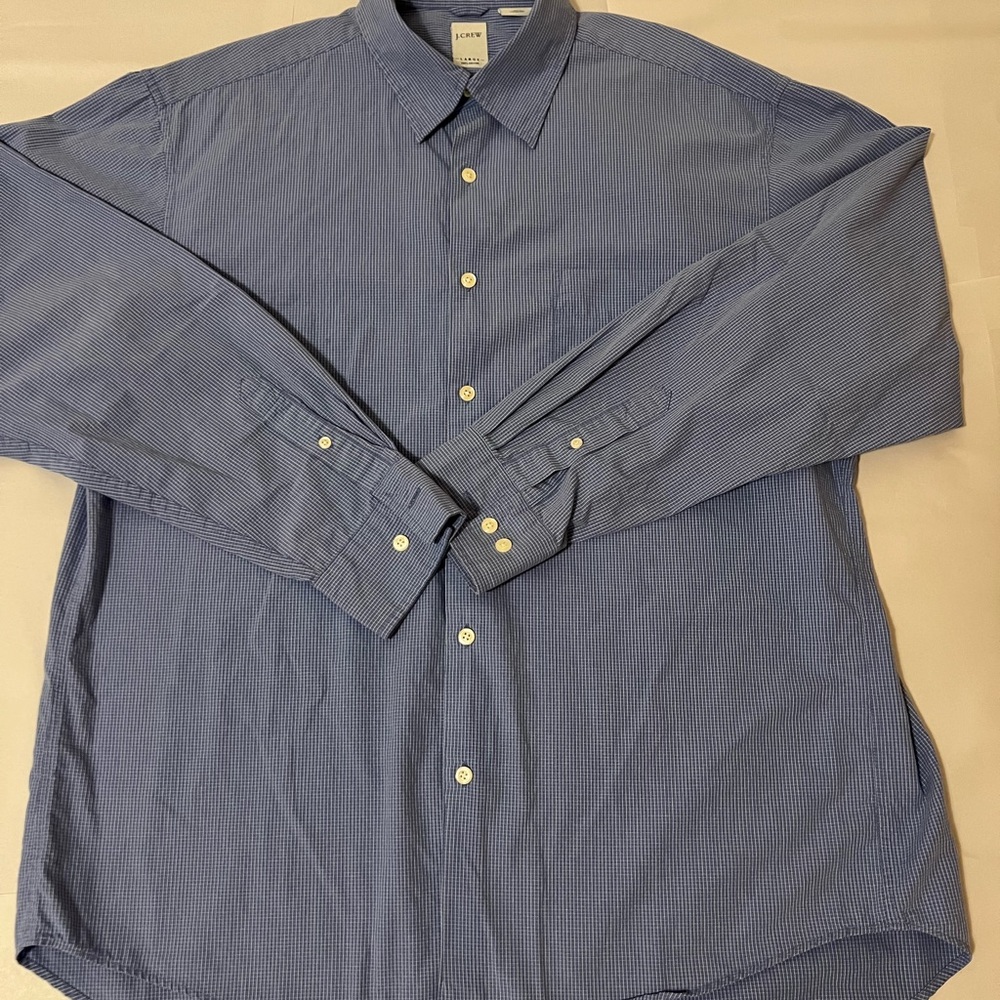 100%Cotton J. Crew Navy Checkered Dress Shirt